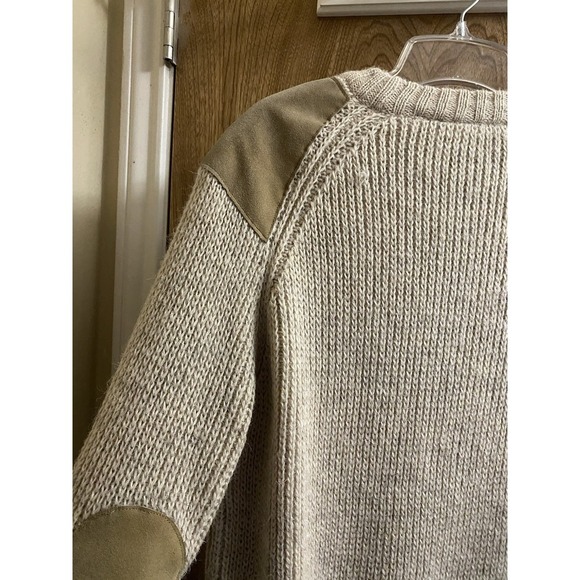 Vintage James Pringle Pure British Wool Sweater Suede Elbow & Shoulder Patch L - Picture 10 of 14